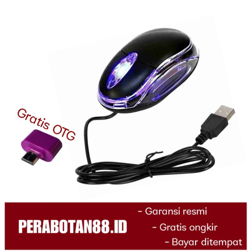 Mouse Optical Free OTG biasa micro USB mouse kabel untuk Handphone Tablet