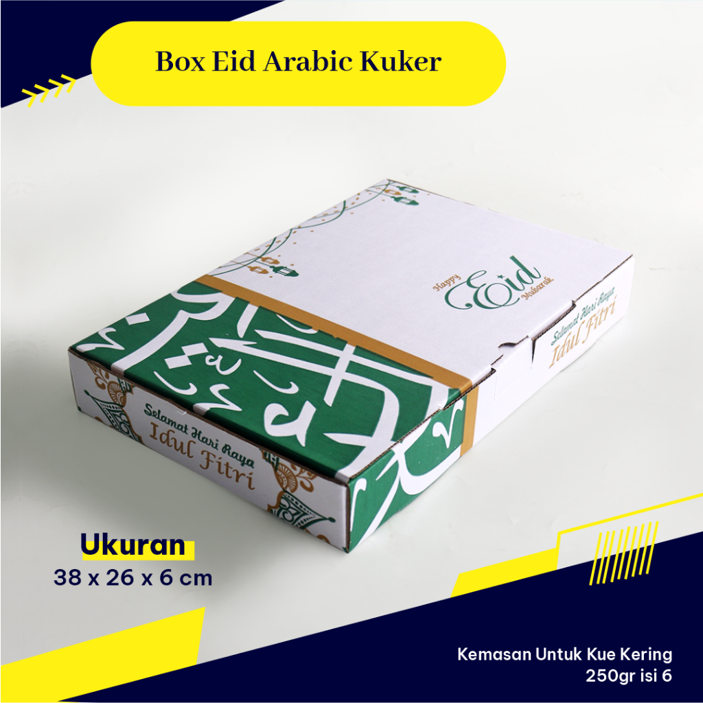 

BOX KUKER EDISI EID ARABIC Uk. 38 x 26 x 6 cm (Toples 250gr isi 6) - HampersLebaran/ BoxKueKering/BoxParcel