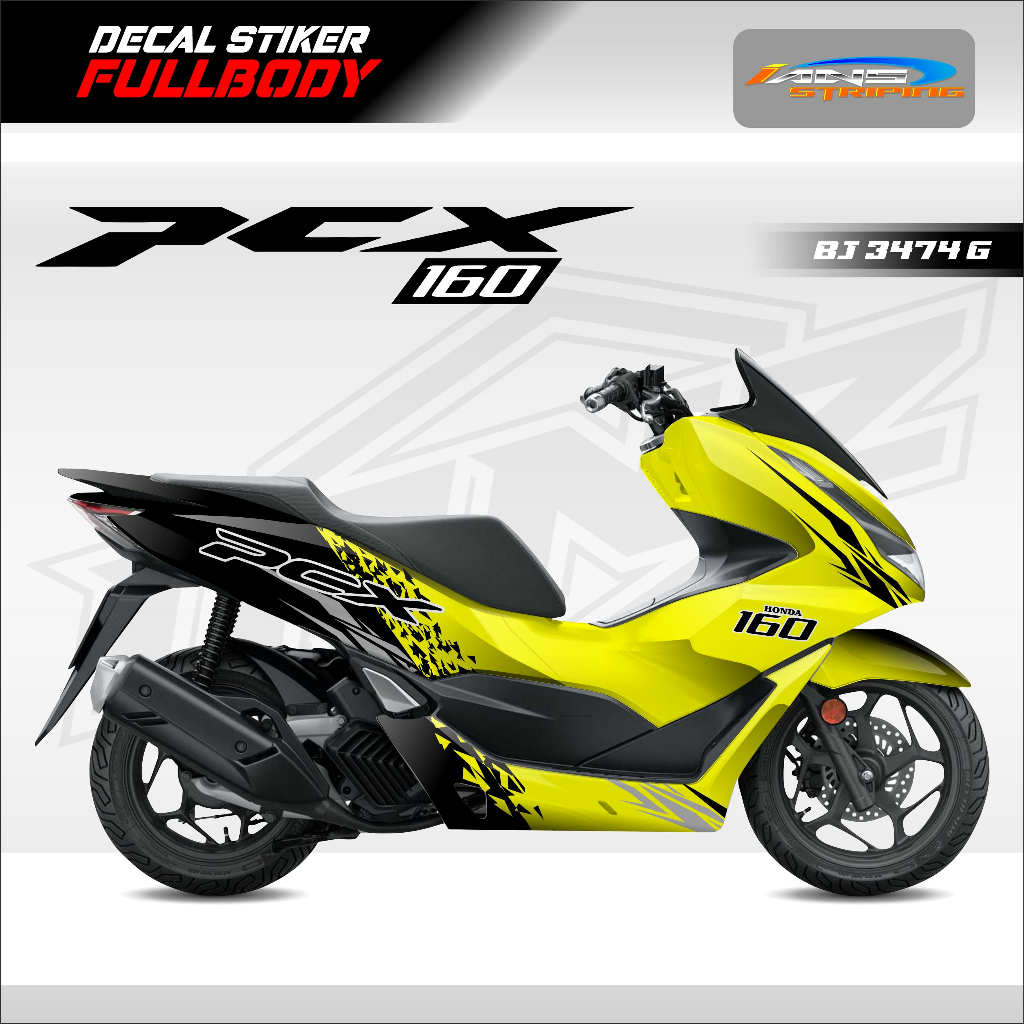 BJ 3474-STIKER VARIASI MOTOR FULL BODY PCX 160 TERBARU-STIKER GRATIS CUSTOM NAMA MOTOR PCX