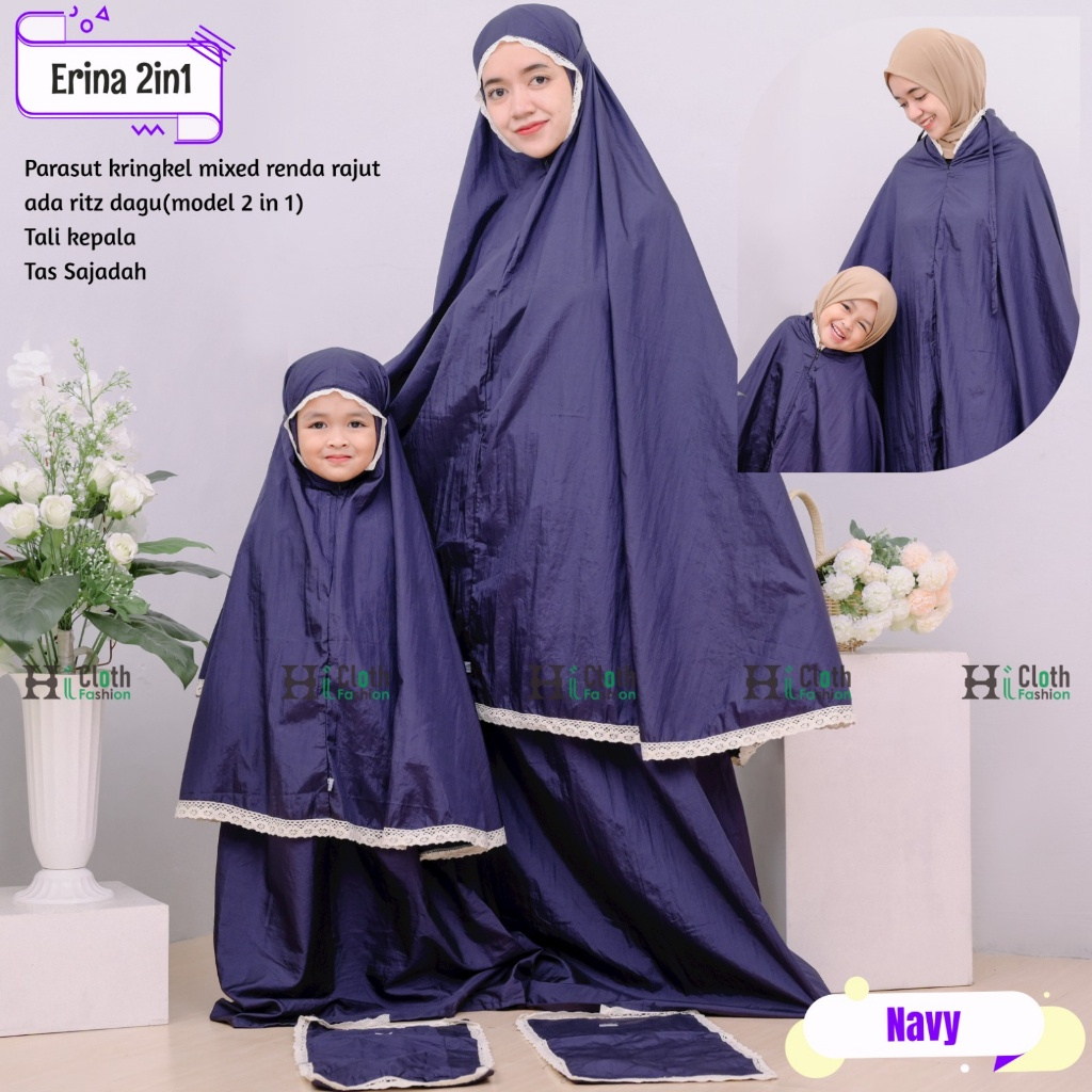 Hicloth Mukena Travel Renda Dewasa Anak Tas Sajadah parasut crincle premium