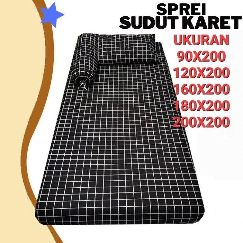 SPREI KOTAK KOTAK | Sprei Aestethic | Sprei Motif Kotak Kotak | Sprei Kotak Hitam
