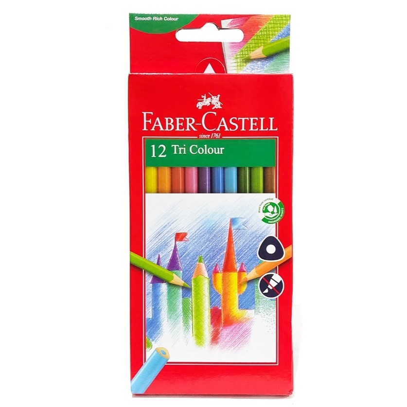 

Color Pencils Pensil Warna Faber-Castell Tri Colour 12 Warna