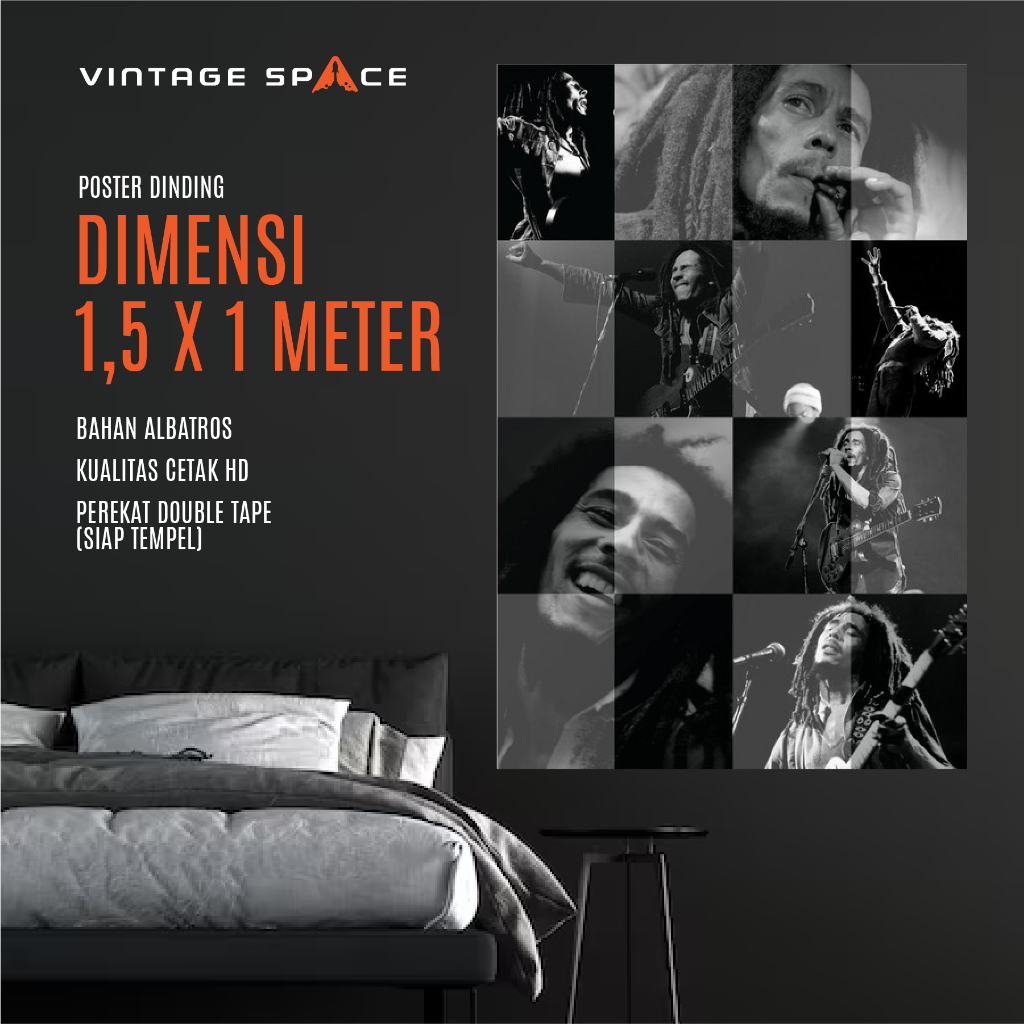 Wallpaper dinding / poster bob marley / wallpaper vintage / bob marley