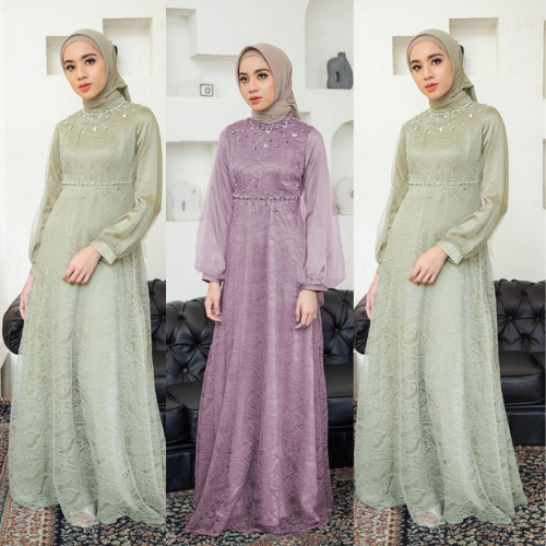 SALWA DRESS // DRESS ELEGAN WANITA MUSLIM - DRESS KONDANGAN SIMPLE