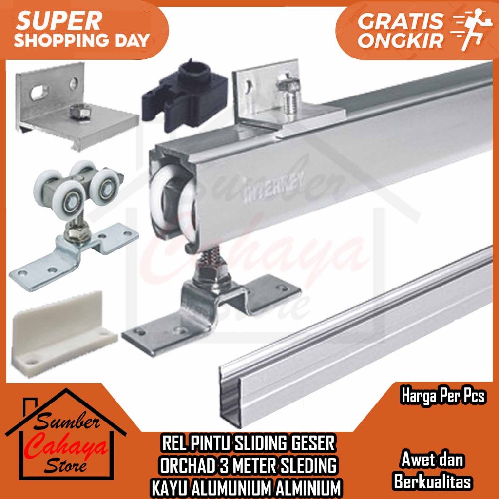 [Instant] Gojek Orchad Rel Pintu Sliding Geser300 CM Galvanis Galpanis 3 M Meter 3M Reil Rail Orchar