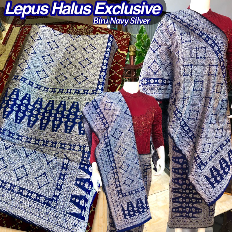 Songket Lepus Halus Exclusive Gebeng ORI warna Biru navy Silver  /songket tenun asli palembang /ilha