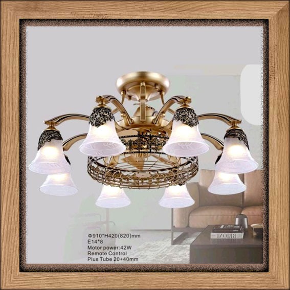 Lampu Hias Gantung Plafon Cabang Kipas Angin Orbit kaca ceiling fan remote control minimalis elegan 