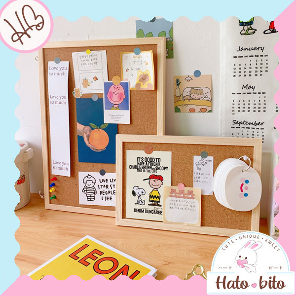 

1 set Wooden cork board message pin board papan bulletin memo note mading pengumuman gantungan dekorasi dinding HB1617