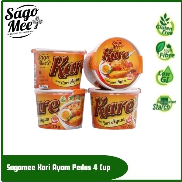 

SAGO MEE PAKET KARI AYAM 4 CUP SAGOMEE MIE INSTAN ENAK SEHAT GLUTEN FREE