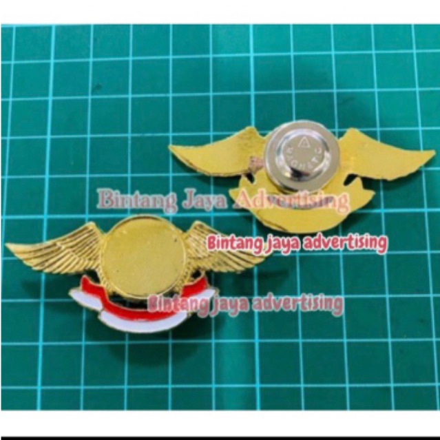 Wing Magnet Plus Custom Logo / Pin Wing / Wings Kuningan Cor Tebal Magnet Polosan
