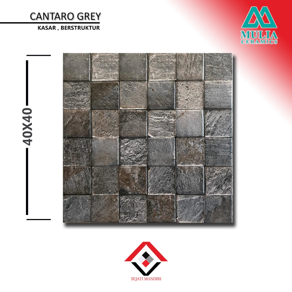 keramik 40x40 - motif batu alam - mulia cantaro grey