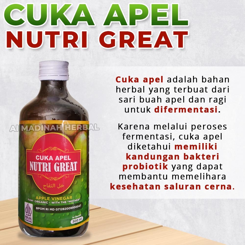 

CUKA APEL WITH THE MOTHER HALAL NUTRI GREAT - APPLE VINEGAR - RAW - ORGANIC