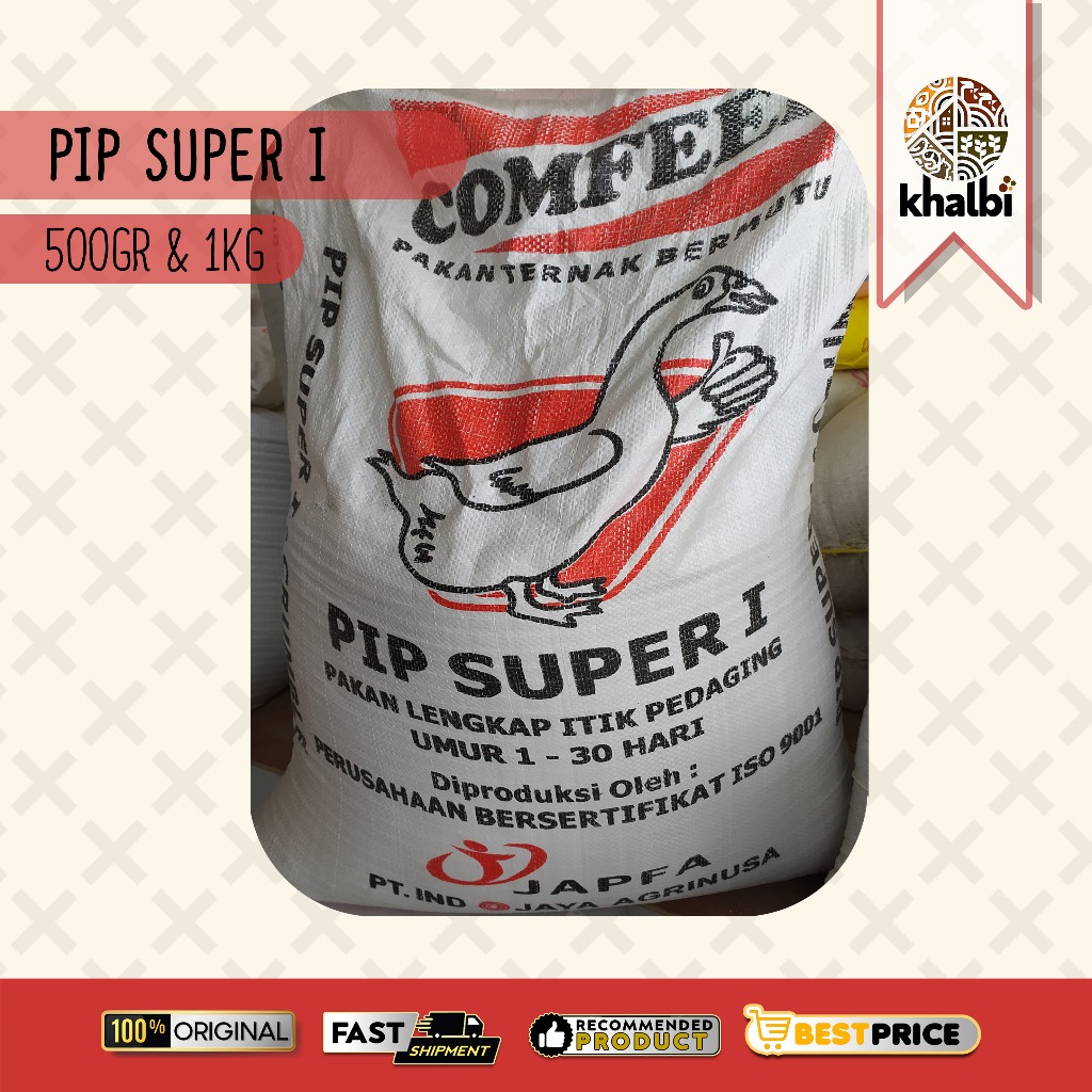 PIP Super 1 Pakan Ternak Ayam Bebek Pedaging Kemasan 500 gr dan 1 kg