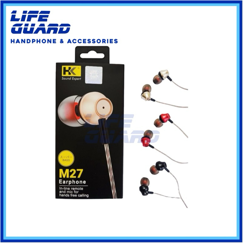 HEADSET HK M27 ORIGINAL EARPHONE EXTREME BASS HANDSFREE HF JACK 3.5MM