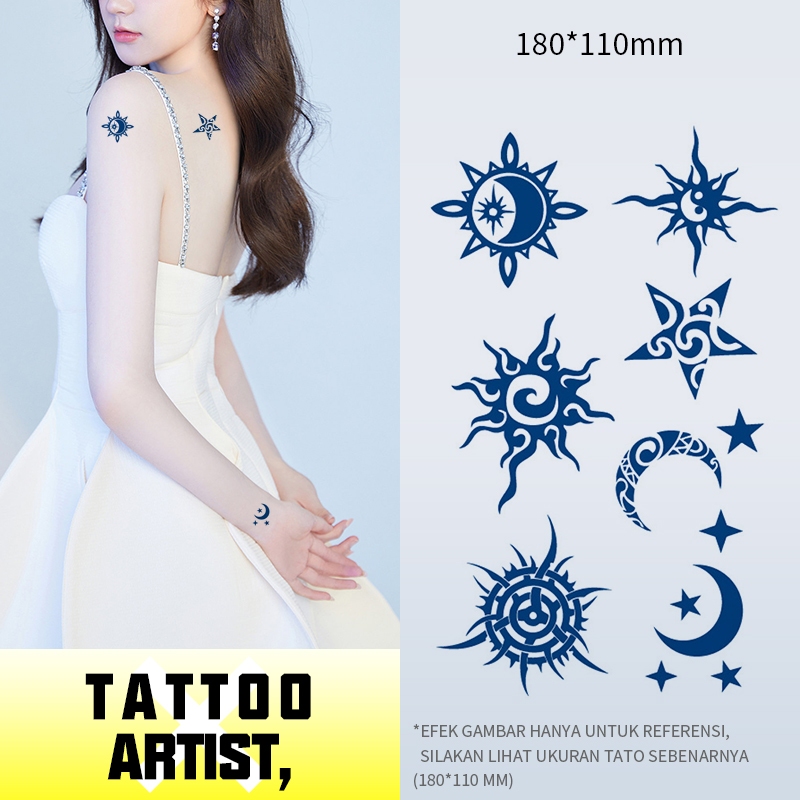 tato,tatto,matahari, bintang, bulan, pola kreatif,tato temporer,tato temporer, tahan 15 hari, tahan 