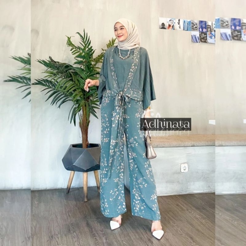 ONE SET KONOHA - RAYON PREMIUM ADEM DAN HALUS - SETELAN WANITA - KOMBINASI TALI BATIK ELEGAN KEKINIA