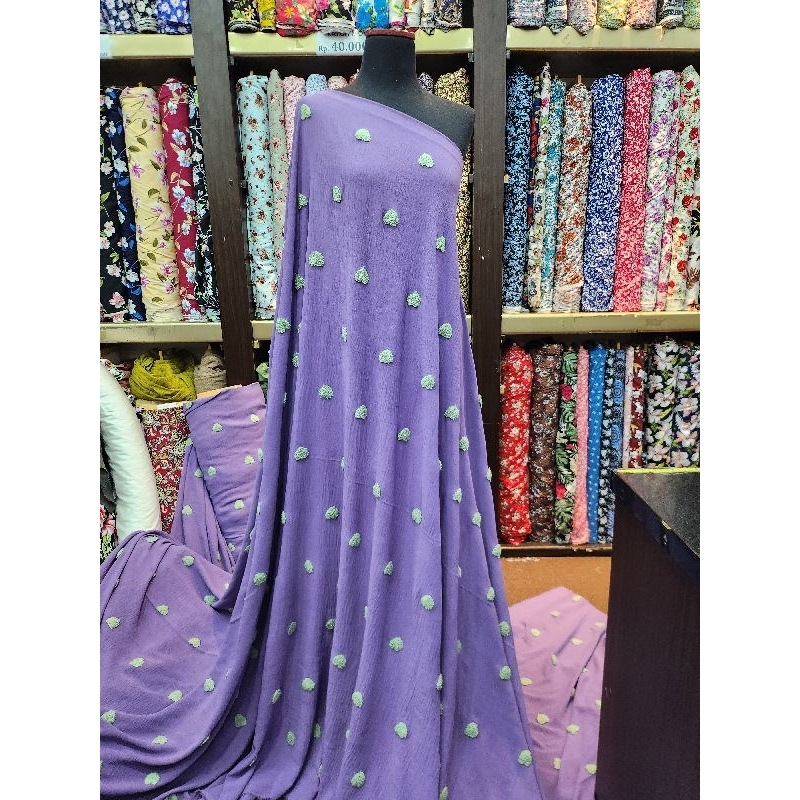 CEY CRINKLE POM POM | BAHAN KAIN CEY MOTIF|| KAIN CRINKLE AIRFLOW