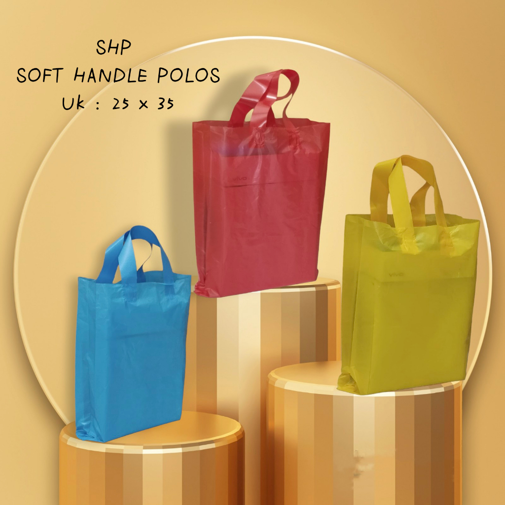 

Kantong Plastik Softhandle Polos/Goodiebag Polos Ukuran 31/25x35 Isi 50pcs