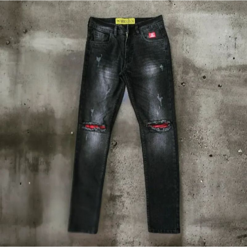 celana jeans ripped/sobek black viper