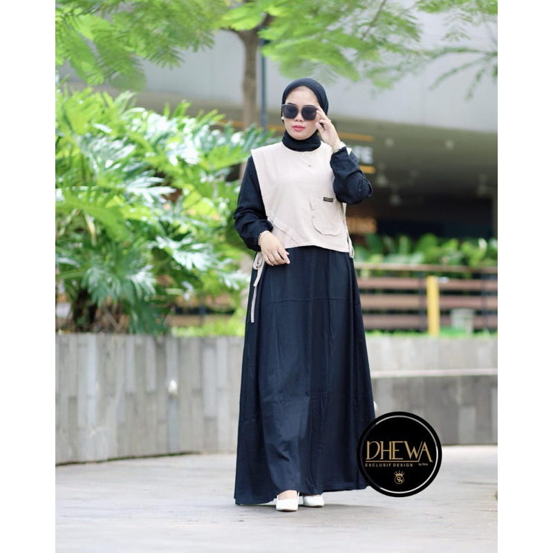 dhewa geisya gamis dress + rompi