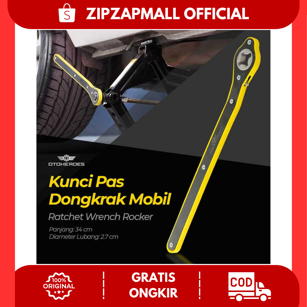 Kunci Pas Dongkrak Mobil Ratchet Wrench Rocker / Tongkat Alat Kunci Tuas Putar Putaran Pemutar Dongk