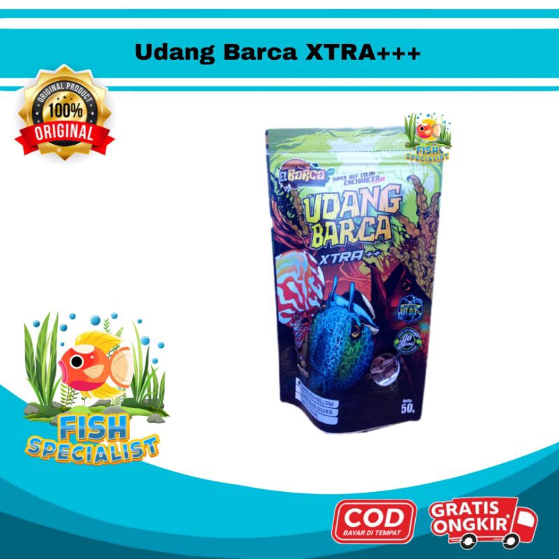 Udang Barca XTRA++ RED YELLOW BOOSTER 60gram Ukuran Jumbo - EL BARCA Pakan Ikan Channa Merah Kuning