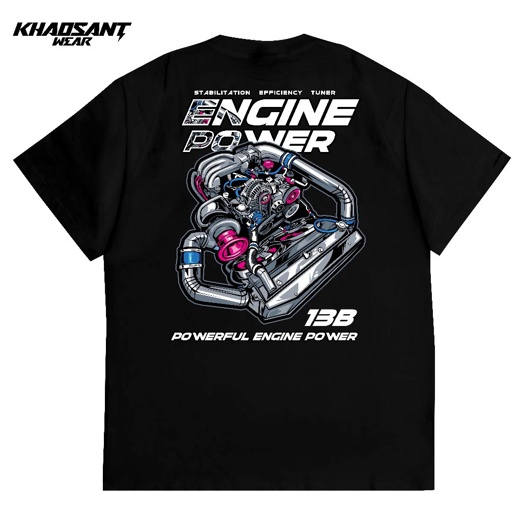 KHAOSANT Kaos Engine Power Pria Wanita Kaos Mobil Otomotif Premium