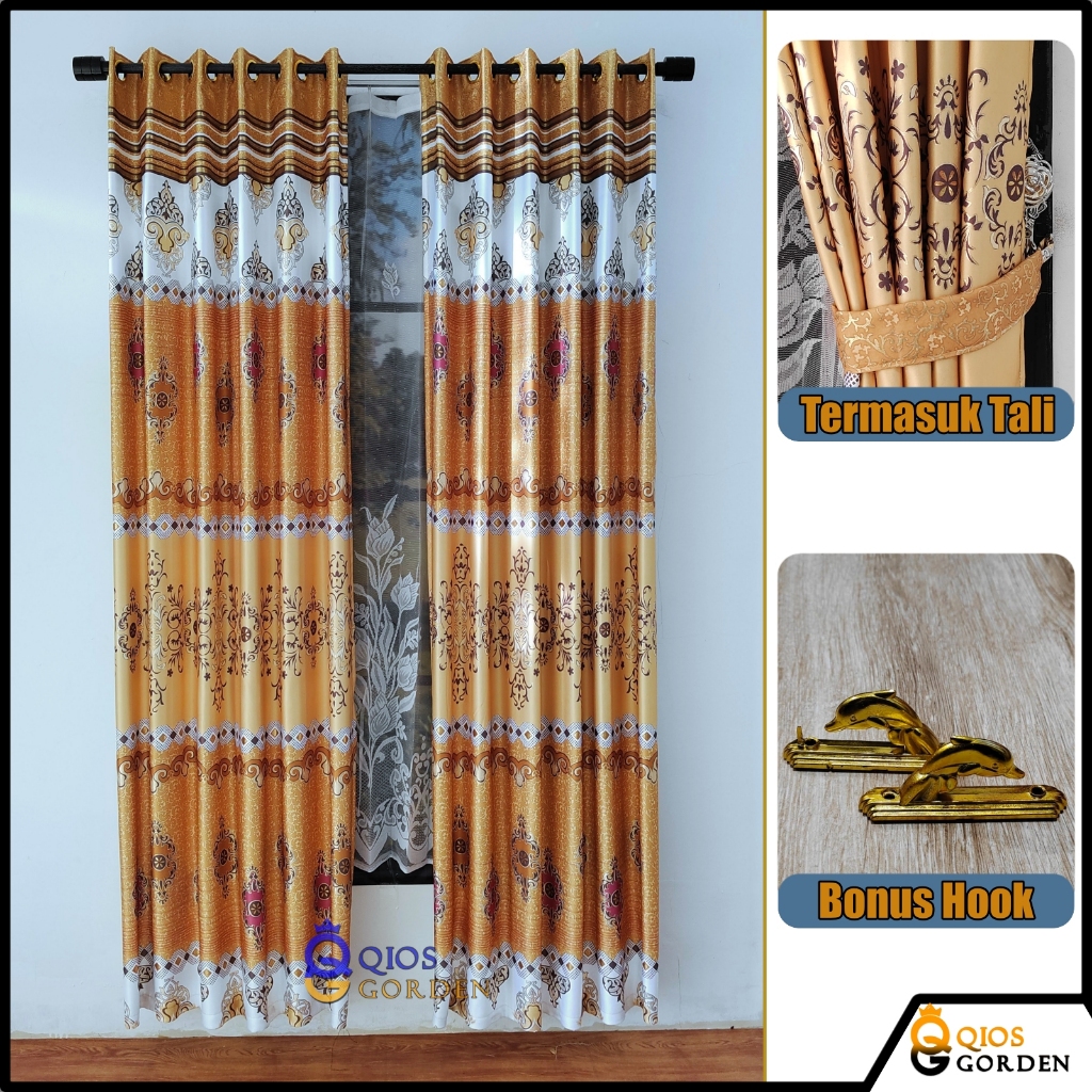 gorden pintu tengah ruang tamu mewah kain blackout tebal