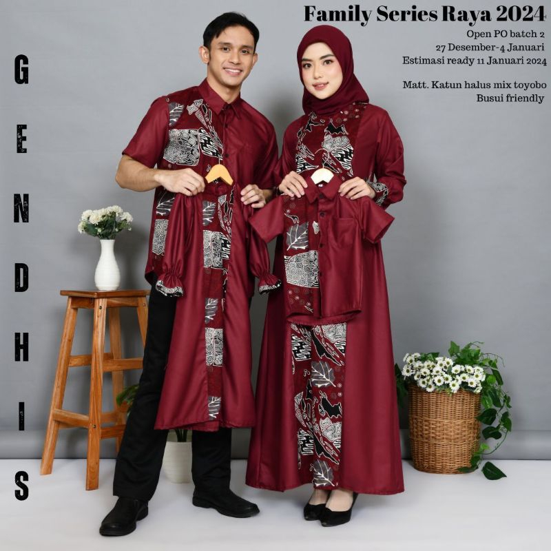 Family Set Baju Couple Keluarga Sarimbit Baju Lebaran 2024 Gendhis bahan Toyobo