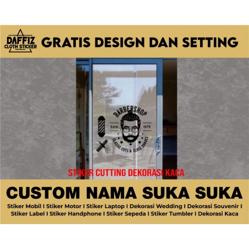 Stiker Cutting Dekorasi Kaca Barbershop | Stiker Barbershop custom