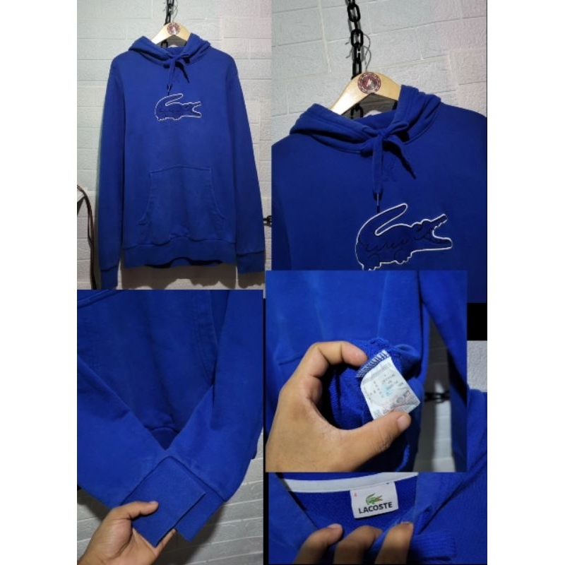 HOODIE LACOSTE BLUE ON BLUE / LACOSTE BIRU