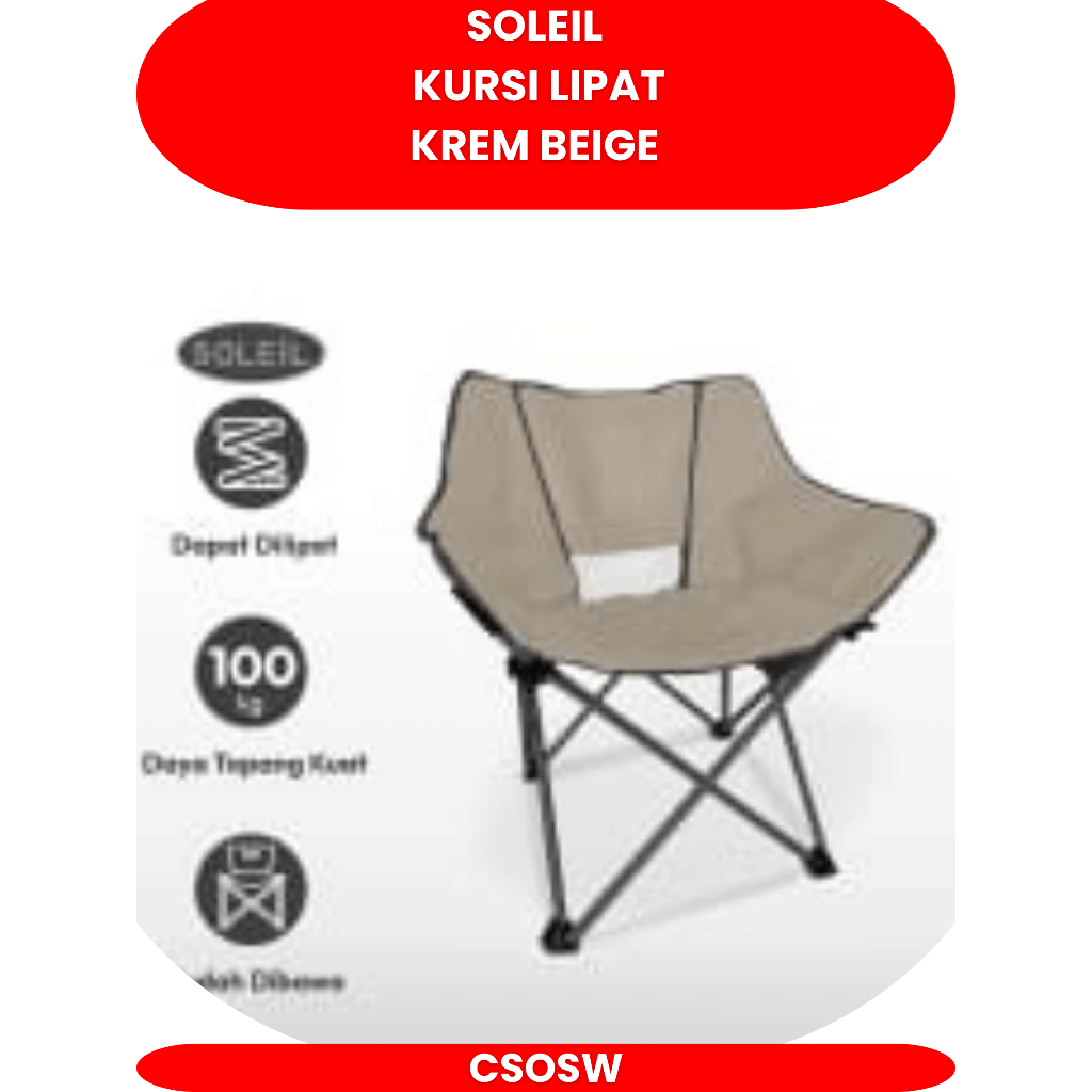 Soleil Kursi Lipat - Krem Beige Folding Chair