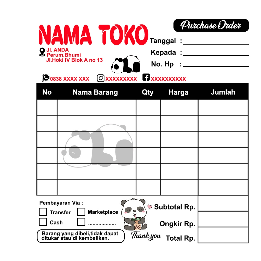 

NOTA CUSTOM olshop UKURAN 1/6 FOLIO uk 10,5 x 10,5 cm (minimal order 6 buku)