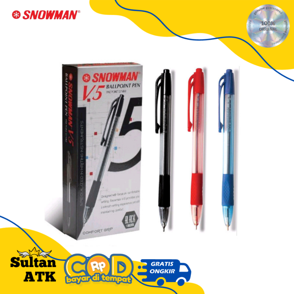 

PULPEN / PENA / BALLPOINT / BALLPEN SNOWMAN V5 ( 1 PAK / 12 PCS )