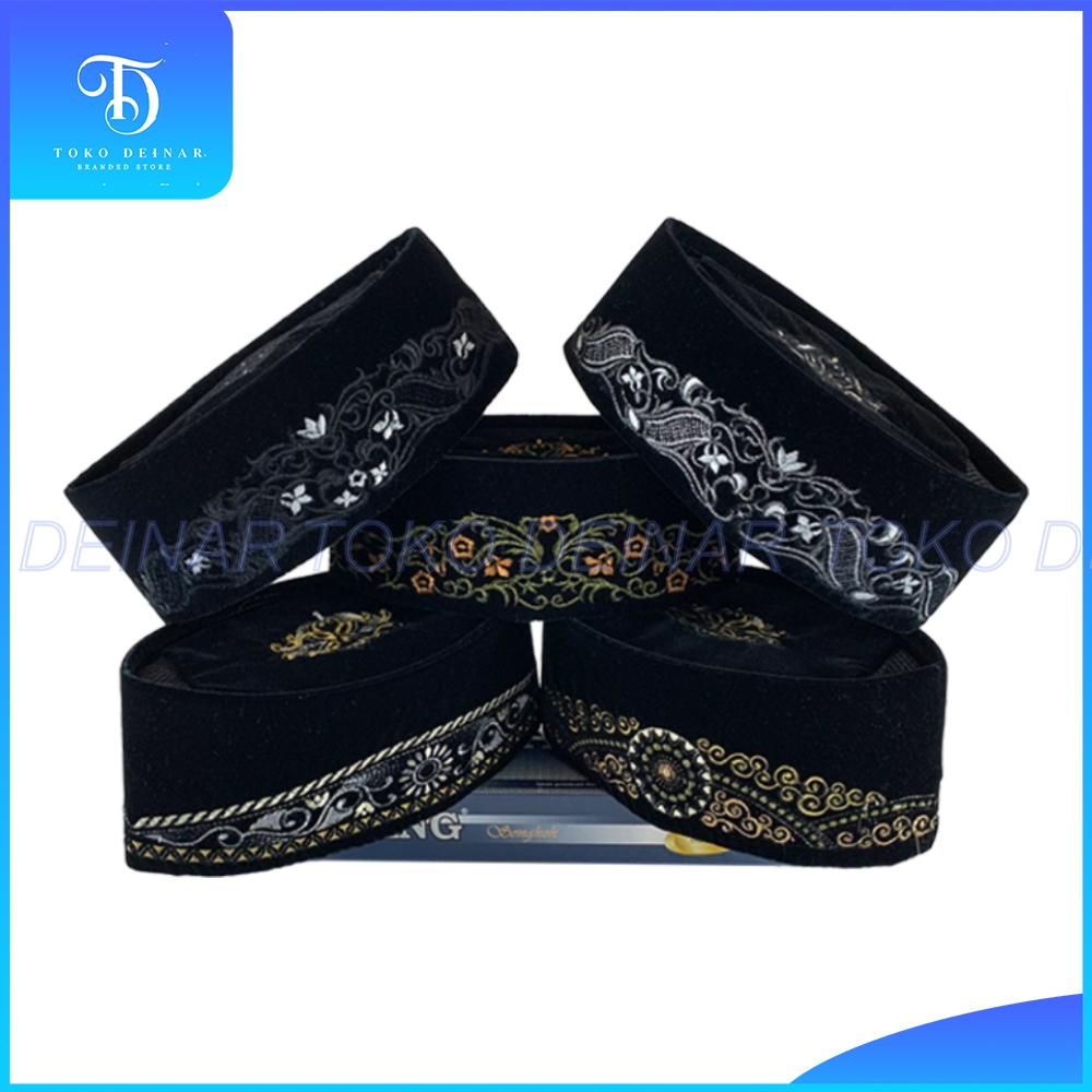 Songkok Premium HAJI ALAY BORDIR SPESIAL AC Motif Batik NU Palestina Tinggi 9 Cm, Peci Sholat Pria D