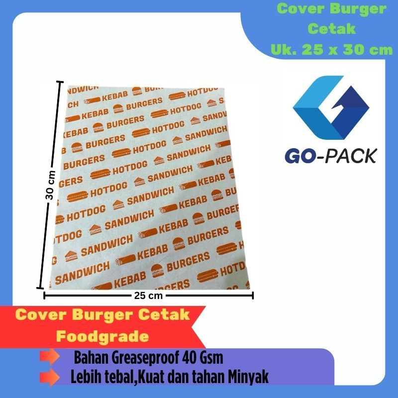 

Kertas Burger/Kertas Kebab/Kertas Sandwich Uk. 30 x 25 cm Greaseproof 40gr