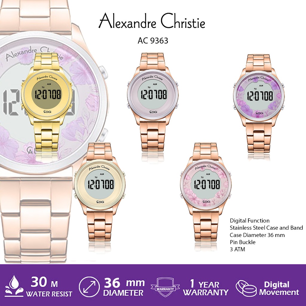 ALEXANDRE CHRISTIE WANITA AC 9363 DIGITAL JAM TANGAN WANITA ALEXANDER CHRISTIE