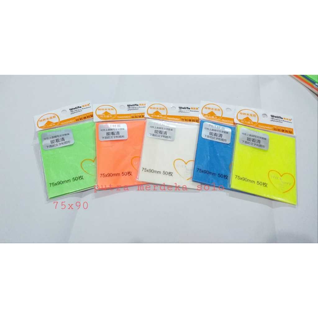 Pembatas Buku, Sticky Notes Transparent, Post It, Kertas Memo Walito Transparan Warna Warni