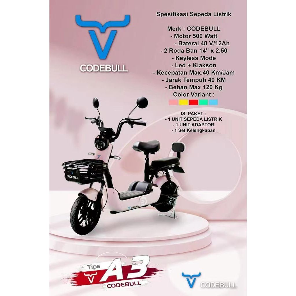 [READY STOK] Sepedah Listrik CODEBULL type A3 E-Bike Sepedah Motor Listrik Dewasa