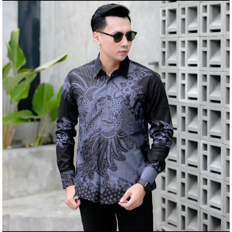 batik slimfit bimo hitam katun halus furing