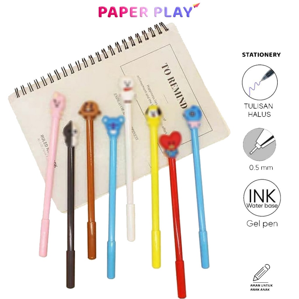 

PAPERPLAY Pena Karakter ARMY Black Ink Gel Pulpen Murah Gel Bolpen Gel KPOP Alat Tulis Sekolah Kantor U141