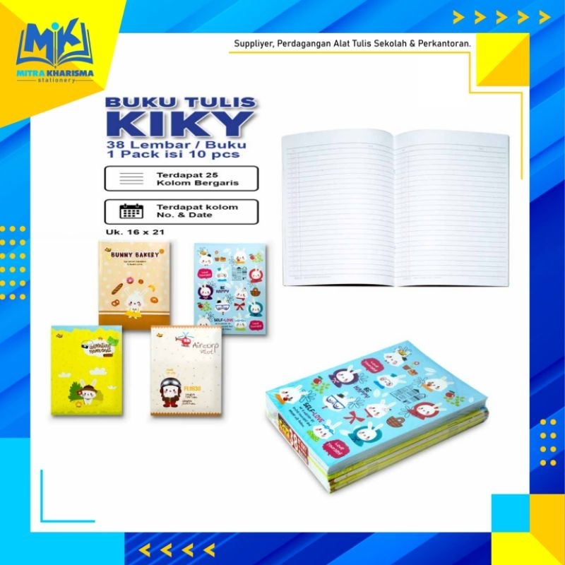 

Buku Tulis Garis KIKY 38 Lembar (1 Pak isi 10 Pcs)