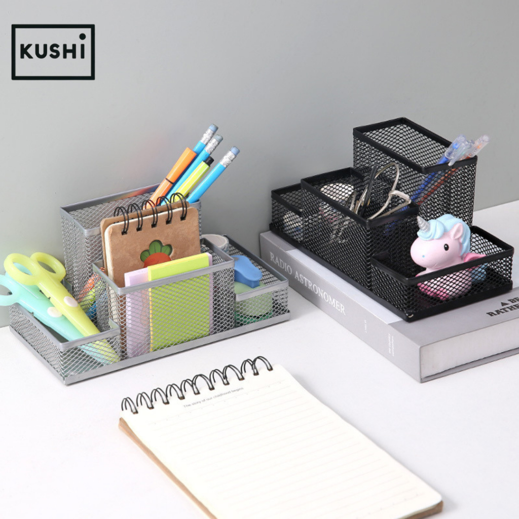 

KUSHI Basket Tempat Pen Pensil Persegi Alat Tulis Pensil Memo Holder Meja Pen