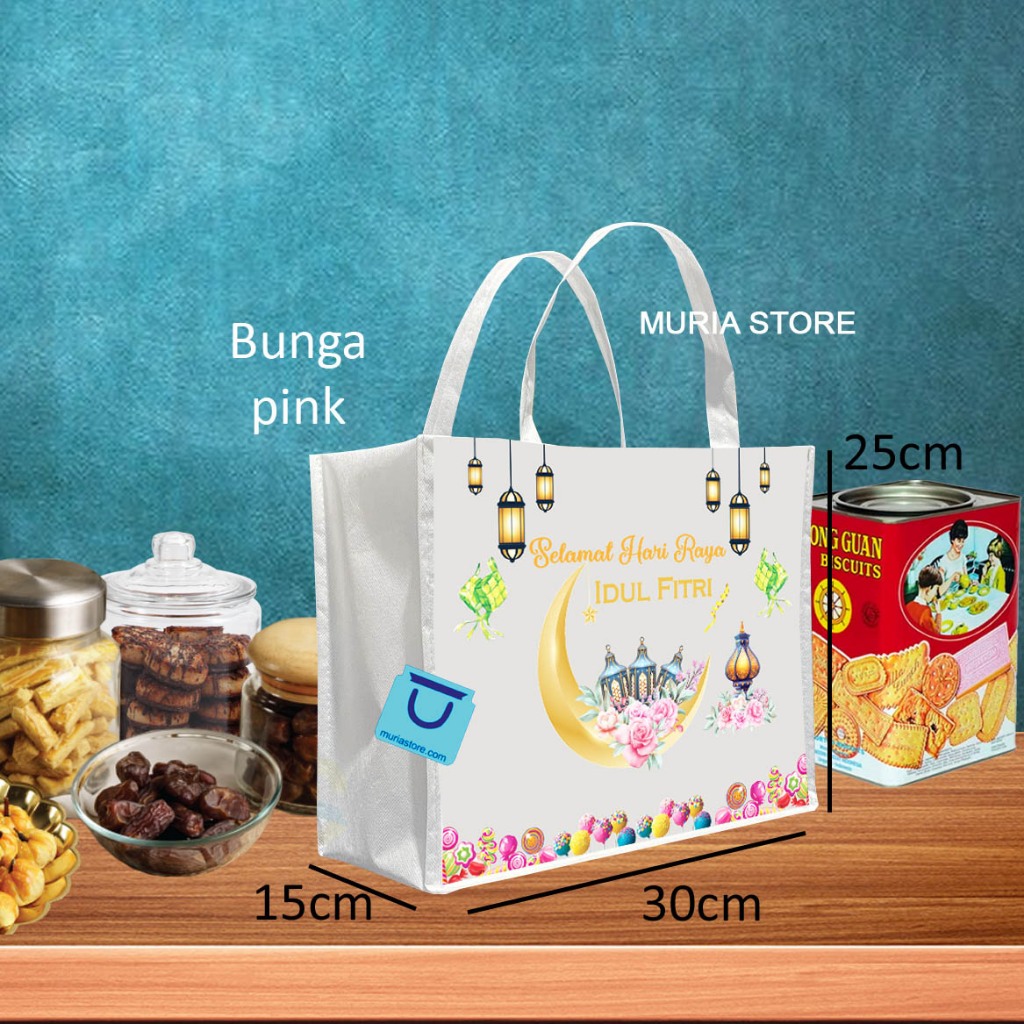 

TAS HAMPERS PARCEL LEBARAN IDUL FITRI WARNA PUTIH BAHAN TEBAL SIAP KIRIM