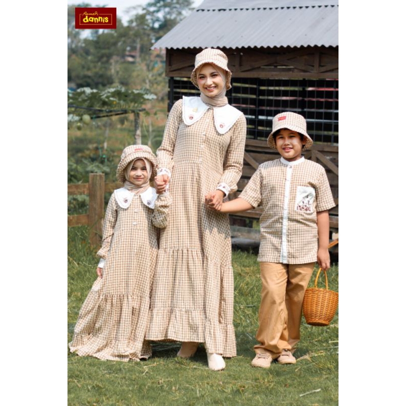 (Seri ibu dan anak-anak) D Retro abaya dewasa, abaya anak, dan satu set koko anak Dannis Collection 