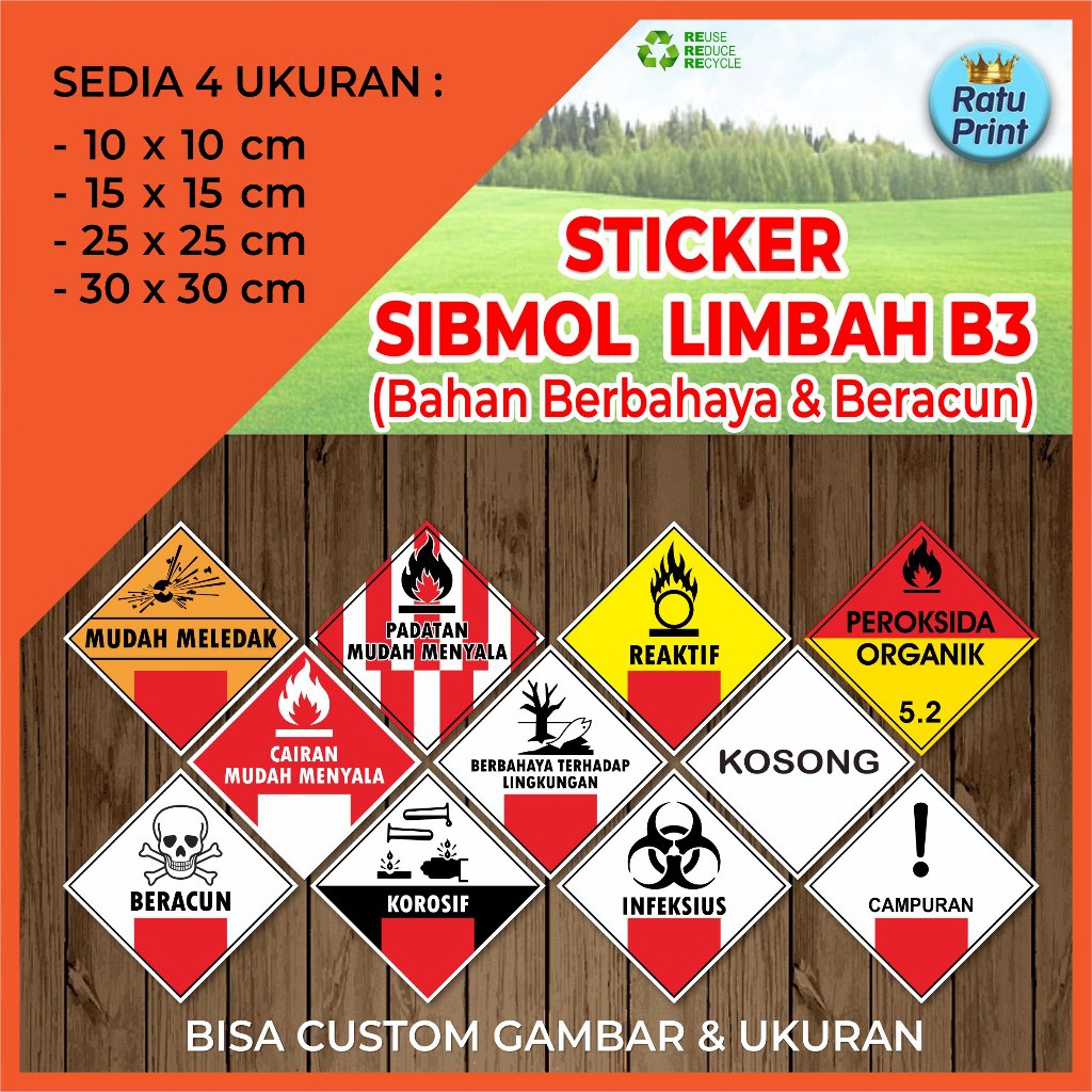 

Label Sticker Tanda Simbol Limbah B3 Stiker Hazmat Bahan Berbahaya dan Beracun Stiker Tanda Peringatan Simbol B3