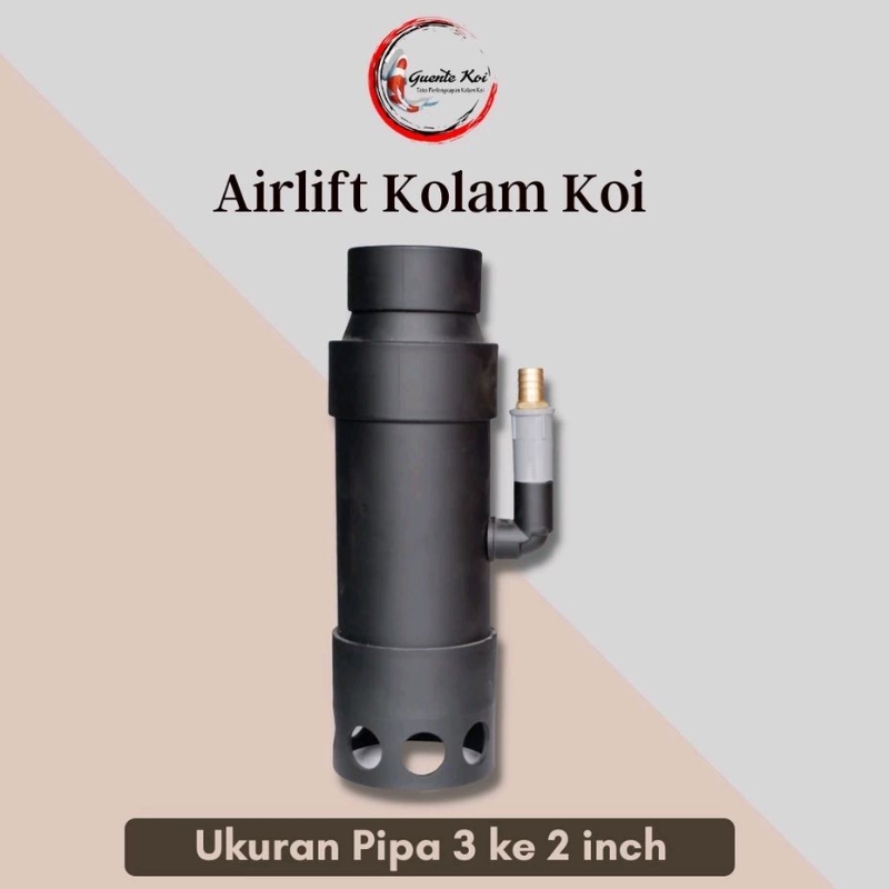 Airlift Kolam Koi ukuran pipa 3 ke 2 inch