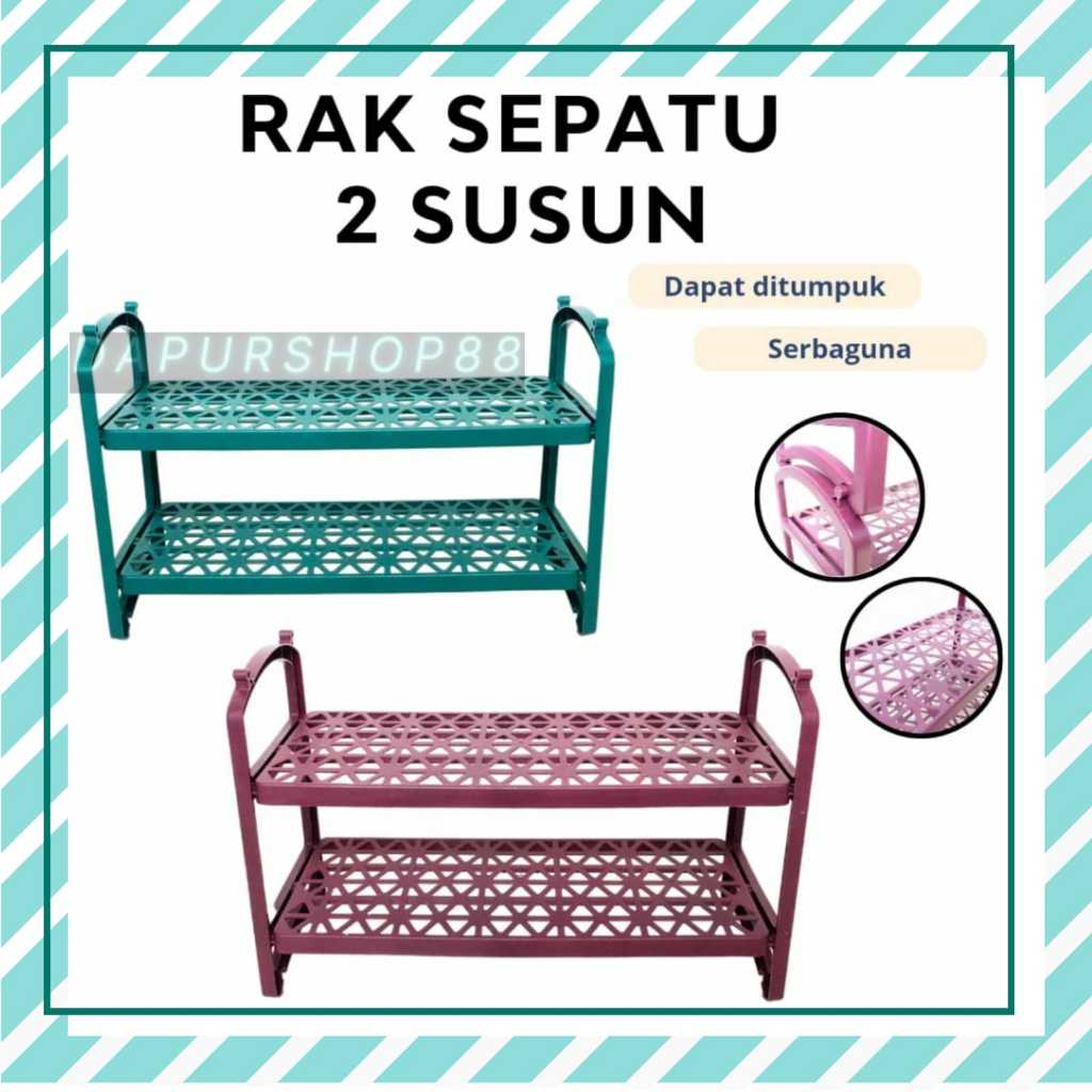 RAK SEPATU 2 SUSUN TRILINS / RAK SEPATU SUSUN 2 TRILINS / RAK TEMPAT SANDAL SEPATU PLASTIK / RAK SEP