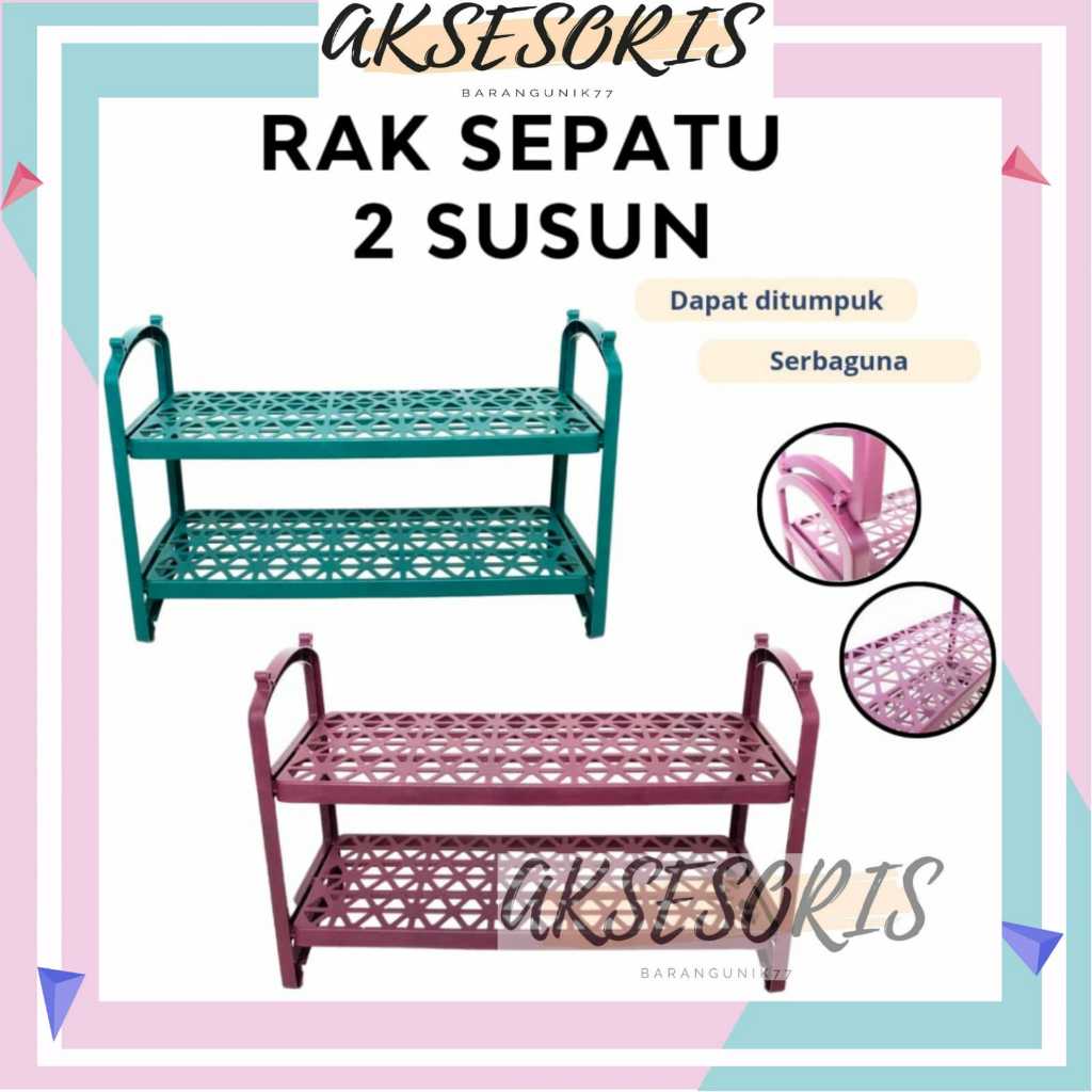 RAK SEPATU 2 SUSUN TRILINS / RAK SEPATU SUSUN 2 TRILINS / RAK TEMPAT SANDAL SEPATU PLASTIK / RAK SEP