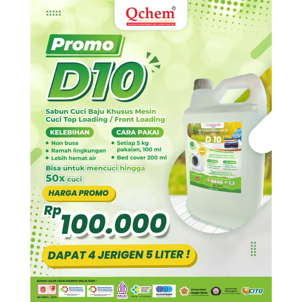 Sabun Cuci Baju Cair Ramah Lingkungan D10 Hot Promo